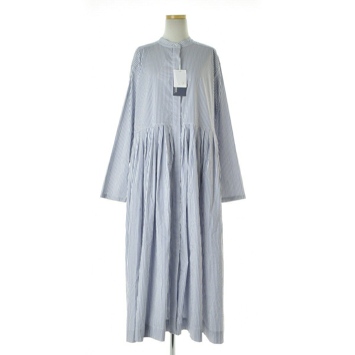 【中古】【期間限定値下げ】OMEKASI / オメカシhag-111-3 タック前開きストライプワンピース長袖ワンピース【cacgahab-l】