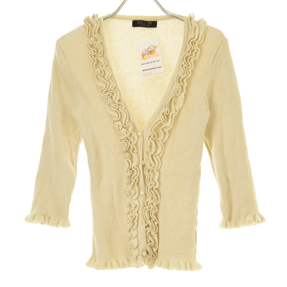 【中古】DOLL-UPフリル七分袖カーディガン【cacfahbf-l】