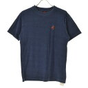 【中古】衣 / コロモガイコツ刺繍 インディゴ染め半袖Tシャツ【caceahce-m】