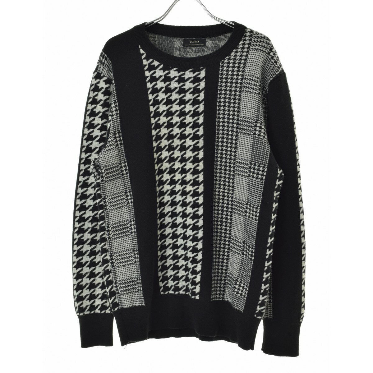【中古】ZARA / ザラグレンチェック 千鳥長袖ニットセーター【cacebcag-l】