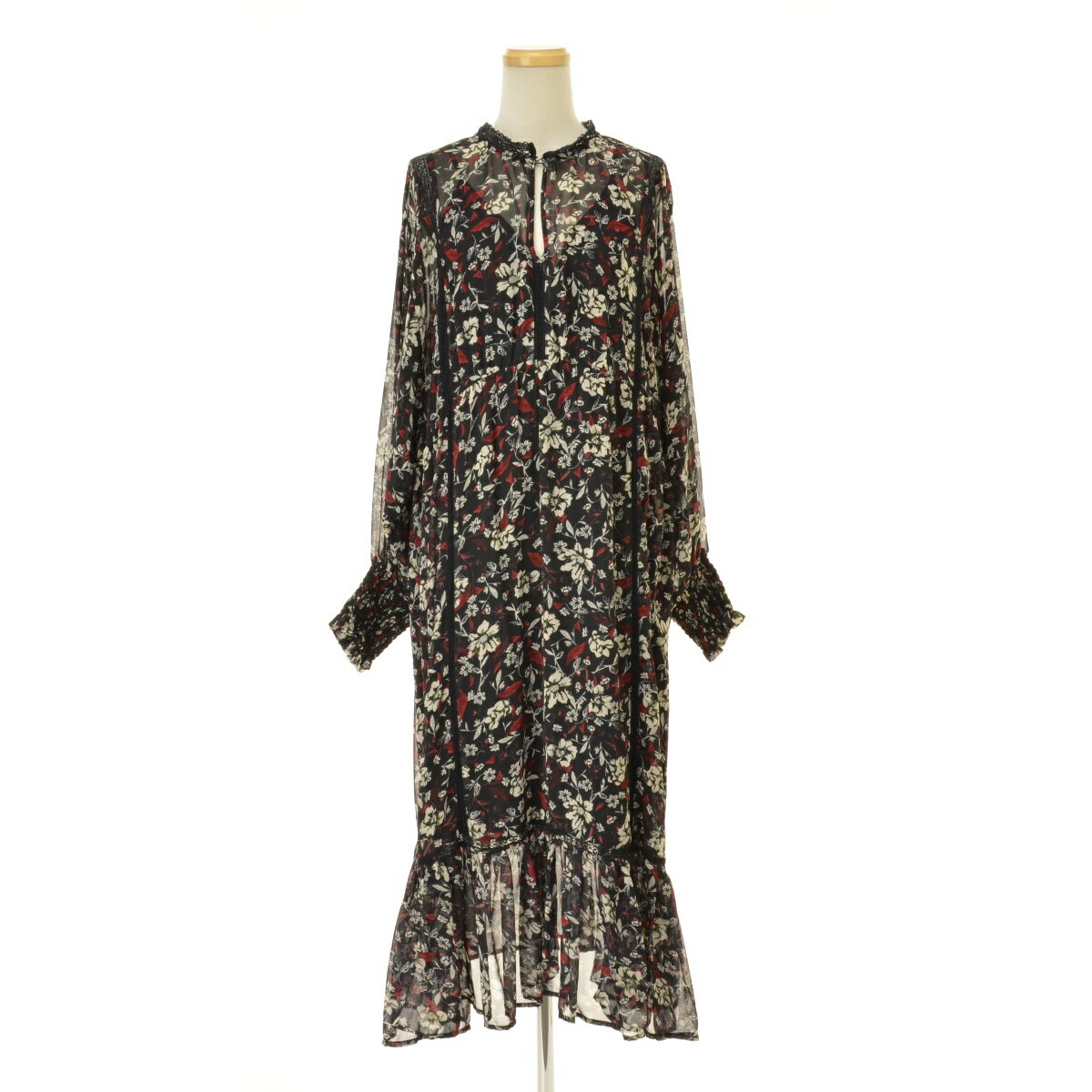 【中古】ZARA / ザラ7521/021/330 プリントシフォンシャツ長袖ワンピース【cacfbcbg-l】