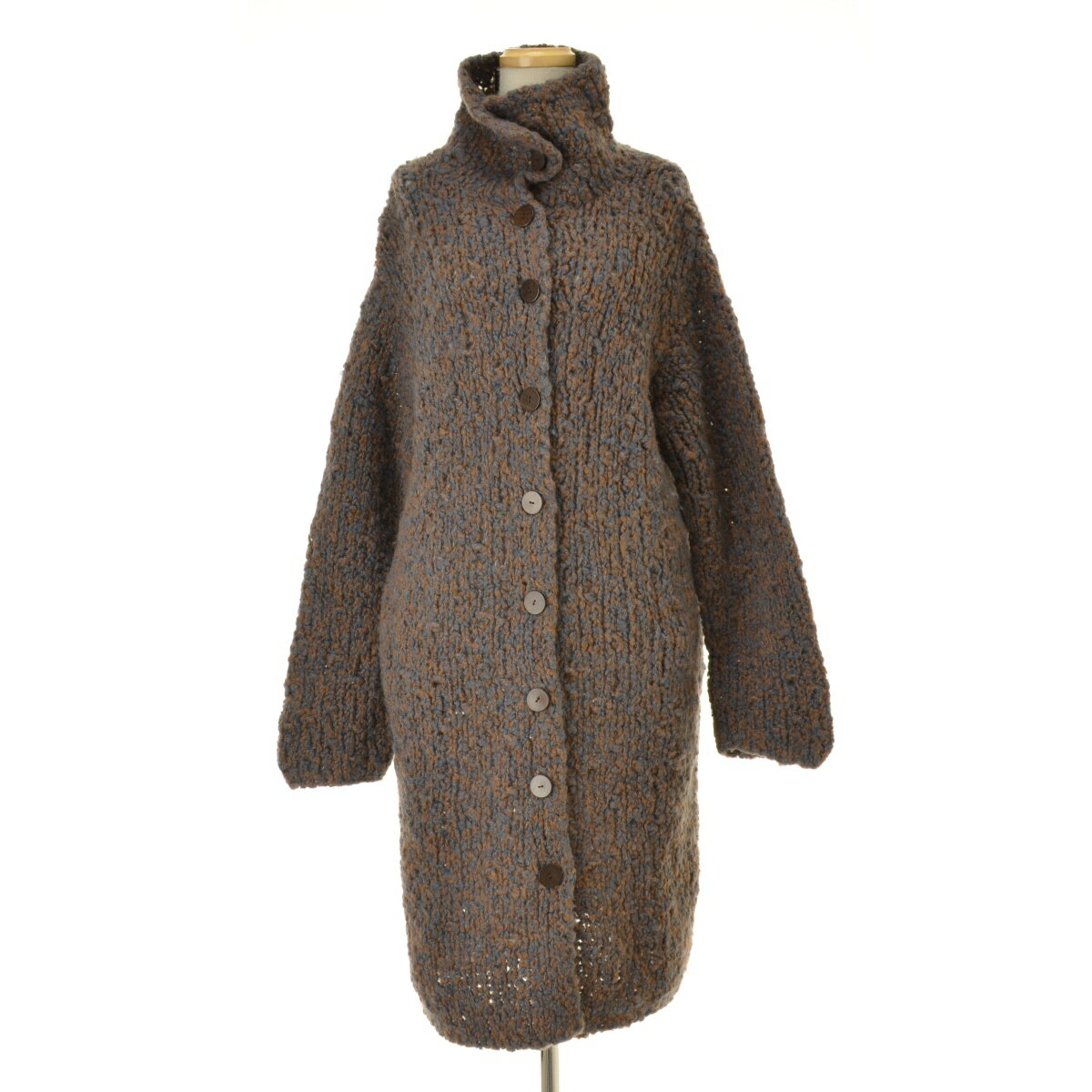 【希少】美品　ヨーガンレール　コート　ウール100 変形水玉　抹茶　お茶色⭐︎ 希少なデザイン◎ ヨーガンレールデザインコート変形コート