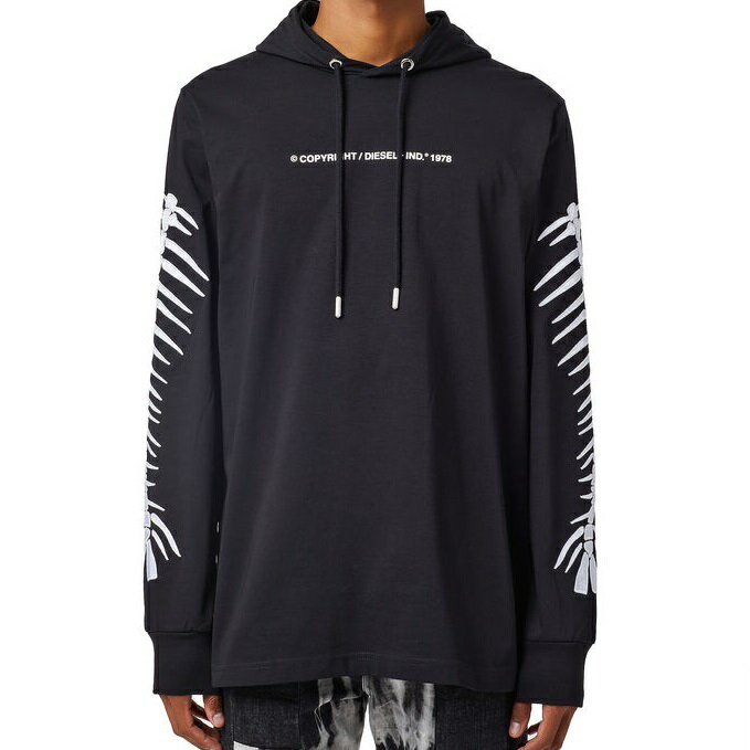 ディーゼル(DIESEL)メンズ 長袖 カジュアルシャツ 骨刺繍デザインドレスシャツ ロングスリーブ シャツ カットソー ブラウス【ブラック】メンズ 新品 送料...