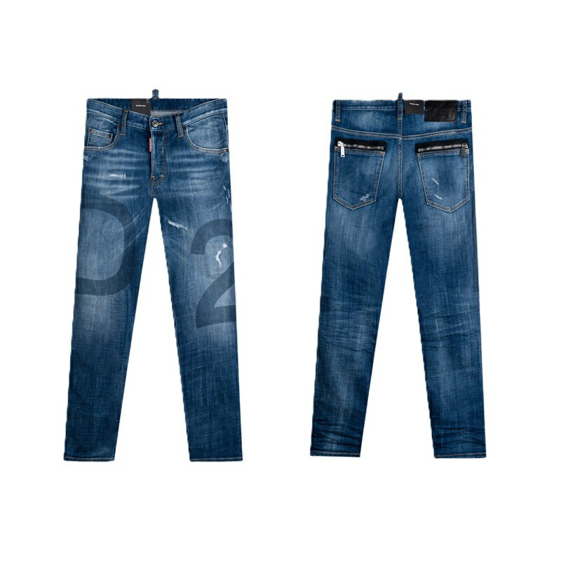 ディースクエアード(DSQUARED2)スリムテーパードデニムパンツS74LB1169 ダメージ＆リ ...