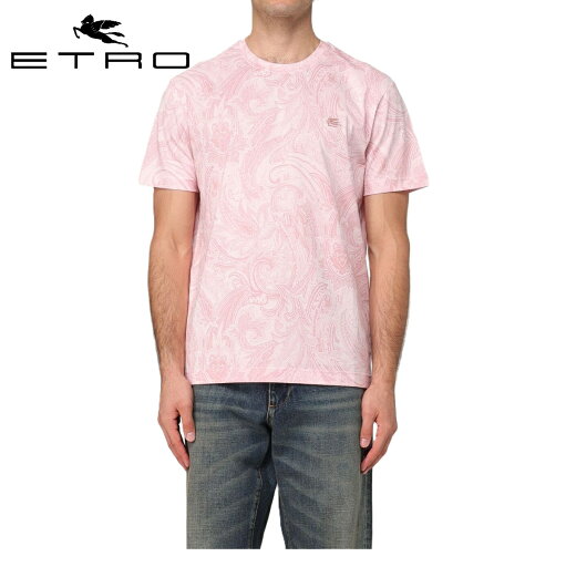 エトロ(ETROI) メンズ ペイズリー柄 Tシャツ クルーネック半袖 送料無料 カットソーETRO-U241 新品【ピンク】 エトロ(ETROI) メンズ ペイズリー柄 Tシャツ クルーネック半袖 送料無料 カットソーETRO-U241 新品【ピンク】