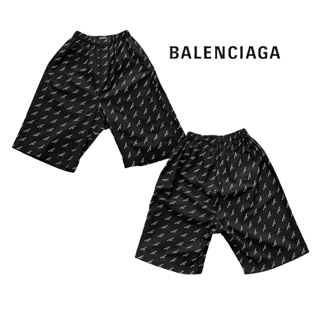 Rakuten - BALENCIAGA（バレンシアガ）　ショートパンツ　ハーフ丈ワイドシルエットモノグラム　ロゴメンズ 新品 ルーマニア製
