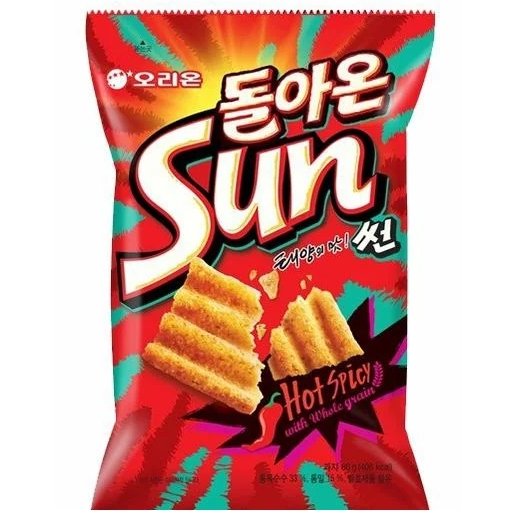 【オリオン】サン（SUN）チップ　 スパイシー味　80g　《韓国お菓子 韓国ビスケット 韓国デザート 甘くないお菓子 甘辛お菓子 ピリ辛 ..