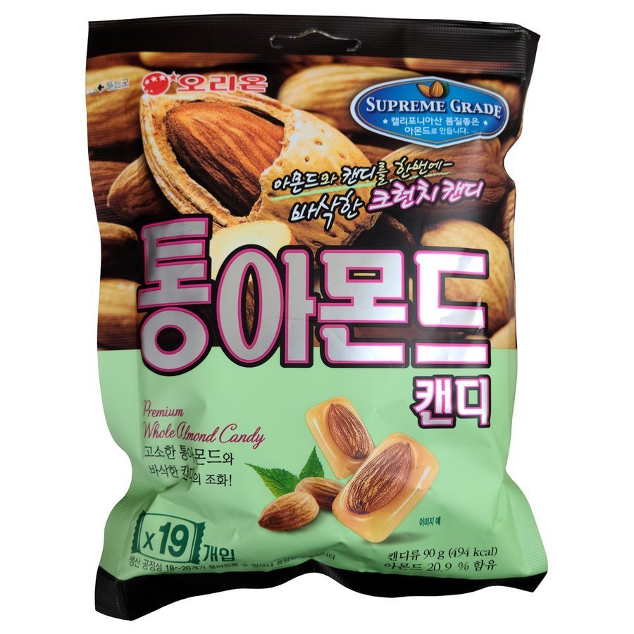 【オリオン】丸ごとアーモンド飴　90g《韓国お菓子 韓国ビスケット 韓国デザート 甘いお菓子 ame 飴 アーモンド飴 オリオン Orion》