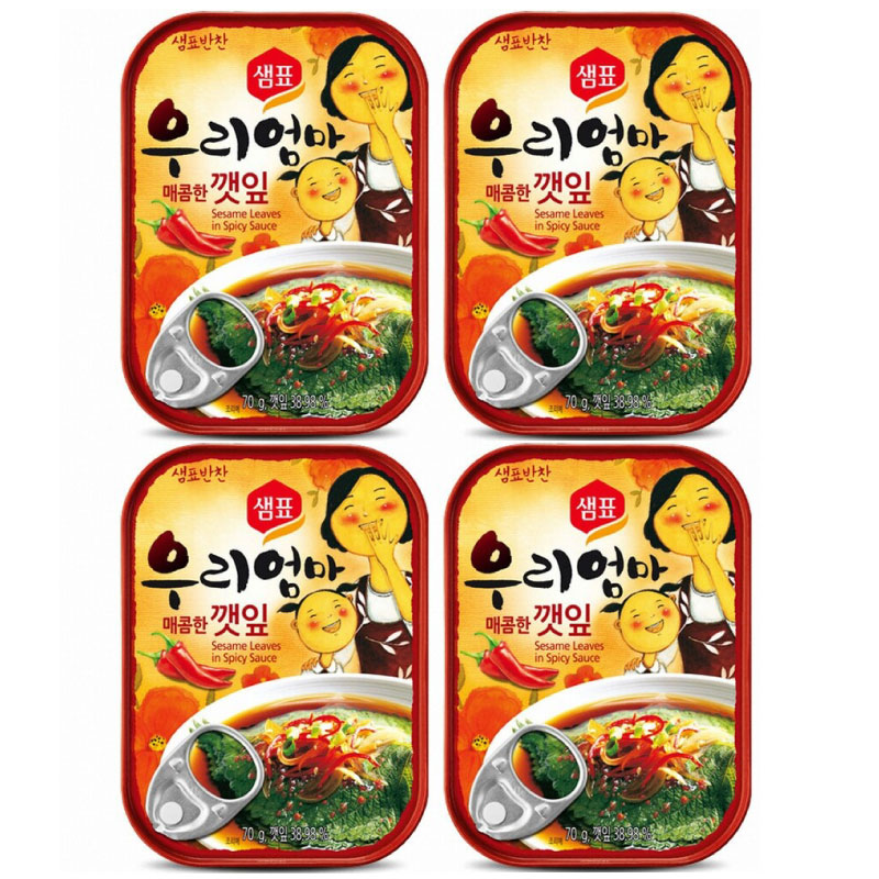 【泉標】えごまの葉キムチ　缶詰　70g「辛口」4個　■韓国食品■韓国料理/韓国食材/おかず/加工食品/缶詰/エゴマの葉キムチ/即席食品/激安【YDKG-s】