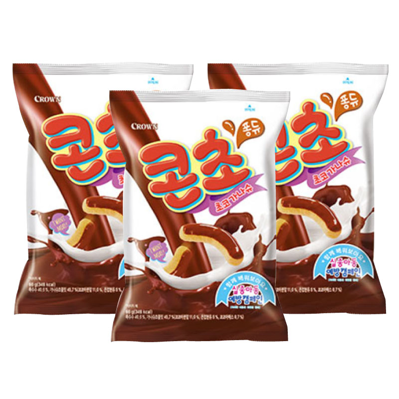 賞味9月17日【クラウン】コーンチョ（チョコガナッシュ）66gx3袋　■韓国食品■韓国お菓子/コーンチョ/チョコガナッシュ/チョコ/お菓子