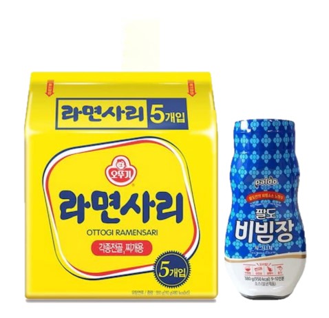 パルド　ビビンジャン380g×1個+ラーメンサリ麺×5個　韓国食品　ビビンソース　韓国ソース/調味料/ドレッシング/冷麺たれ　万能ソース　ビビン麺