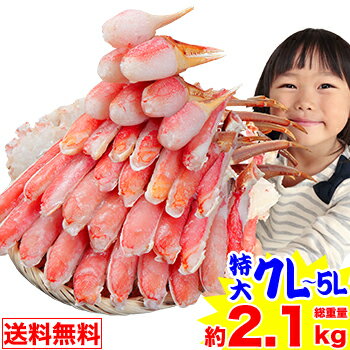 海鮮かに処 カニ 特大7L～5L生ずわい半むき身 1.8kg超◇総重量約2.1kg【送料無料】［ 剥き身 生ずわい蟹 ズワイ蟹 ］