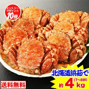 【ポイント必ず10倍！】北海道浜茹で毛がに姿 7〜8杯 (約4kg)【11/30 00:00-23:59迄エントリーで】