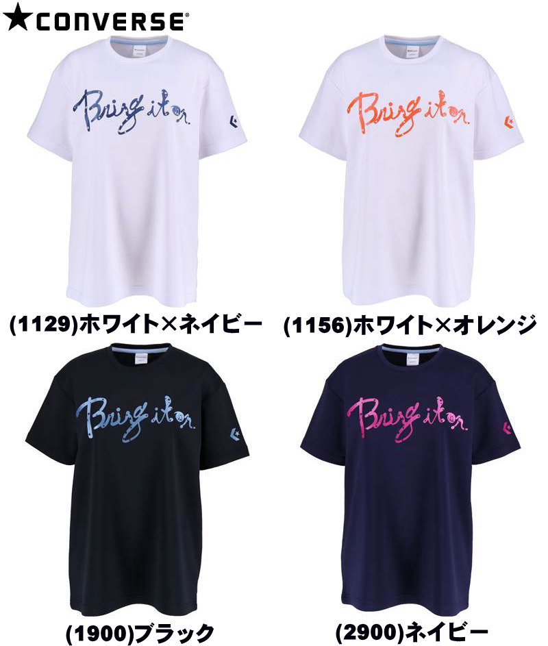 ※店頭在庫品 ■メーカー コンバース（CONVERSE） ■品番 CB391304 ■品名 バスケット ウィメンズ プリント Tシャツ 女性・女子用 ■カラー (1129)ホワイト×ネイビー (1156)ホワイト×オレンジ (1900)ブラック (2900)ネイビー ■サイズ ウィメンズサイズ (S)身長152〜157・バスト78〜82・ウエスト59〜63・ヒップ88〜90cm (M)身長157〜162・バスト81〜85・ウエスト62〜66・ヒップ90〜92cm (L)身長162〜167・バスト84〜88・ウエスト65〜69・ヒップ92〜94cm (O)身長167〜172・バスト87〜91・ウエスト68〜72・ヒップ94〜96cm ■品質・素材 ハイデンシティニット（ポリエステル100％） ■特徴 中学生・高校生の女子をターゲットにしたウィメンズシリーズ。 吸汗、速乾性に優れているので、運動中の肌へのベタつきを軽減。 より透けにくい素材にバージョンアップしました。 メタリックプリントが好評です。またバックプリントには、 ドット転写マークを採用。小さくても大きなインパクトのあるプリントです。　