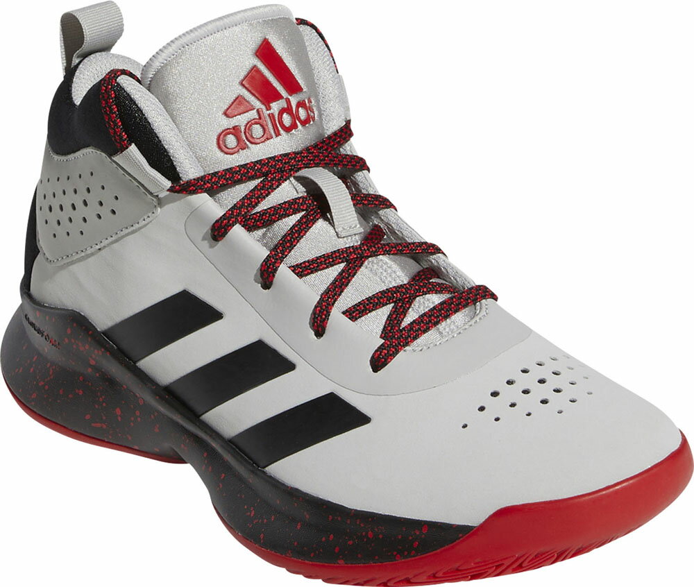 アディダス バッシュ ジュニア 子供用 Cross Em Up 5 K ワイド FW8980 グレーツー×コアブラック×スカーレット バスケット シューズ ダadidas