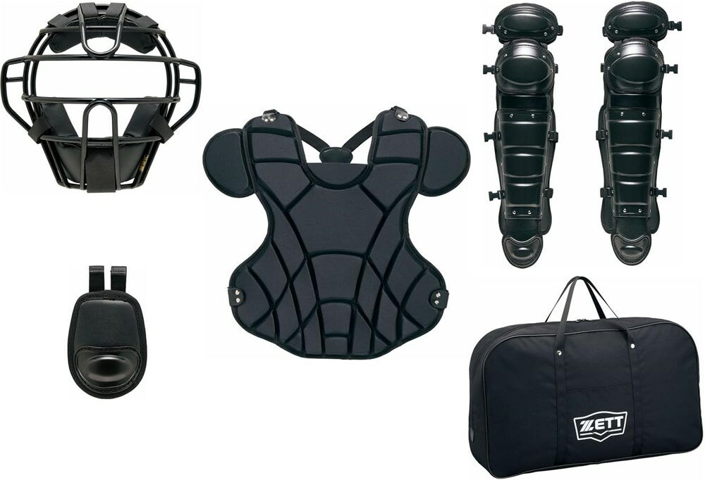 ゼット 硬式 キャッチャー 防具 4点セット マスク スロートガード プロテクター レガーツ ブラック BL1030