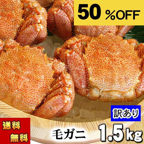 楽天お買い物マラソン 送料無料 訳あり 毛蟹 合計1.5kg前後(2〜5尾入り) ボイル冷凍　北海道 毛ガニ 足折れあり・サイズ規格外を集めた わけあり 毛がに カニ味噌 甲羅盛り かに 北海道産 お取り寄せ 通販 グルメ カニ ボイル 蟹味噌 海鮮 父の日（楽天・北海道の海鮮お取り寄せ かに太郎）