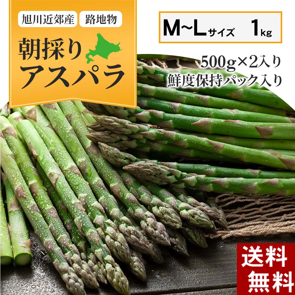 送料無料 グリーンアスパラ M〜Lサイズ混合 1kg前後 美味しい旬の北海道産 美瑛産 名寄産 あすぱらを産地直送 早朝採れたてアスパラガスが食べられるのは春だけ アスパラベーコンなど料理多彩 …