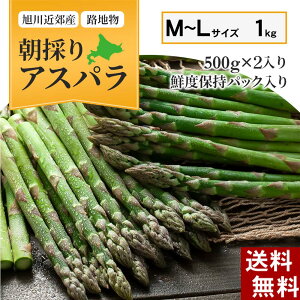 (送料無料)グリーンアスパラ　M〜Lサイズ混合　1kg前後　美味しい旬の北海道産（美瑛産　名寄産）あすぱらを産地直送。早朝採れたてアスパラガスが食べられるのは春だけ。アスパラベーコンなど料理多彩。北海道グルメ食品 グリーンアスパラガス ギフト用