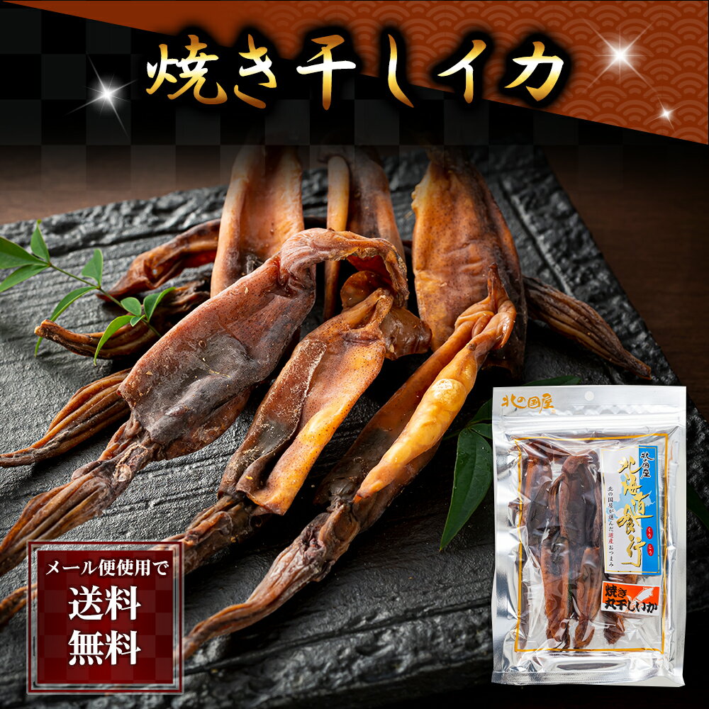 ポイント消化 珍味　乾物　食品(メール便なら送料無料) 焼き干しいか　65g×2袋　わたごと烏賊を焼き上げて乾燥させた珍味。あたりめのような硬い歯ごたえと旨み、わたの独特な苦みが味わえる北海道のスルメイカおつまみ。酒の肴つまみ