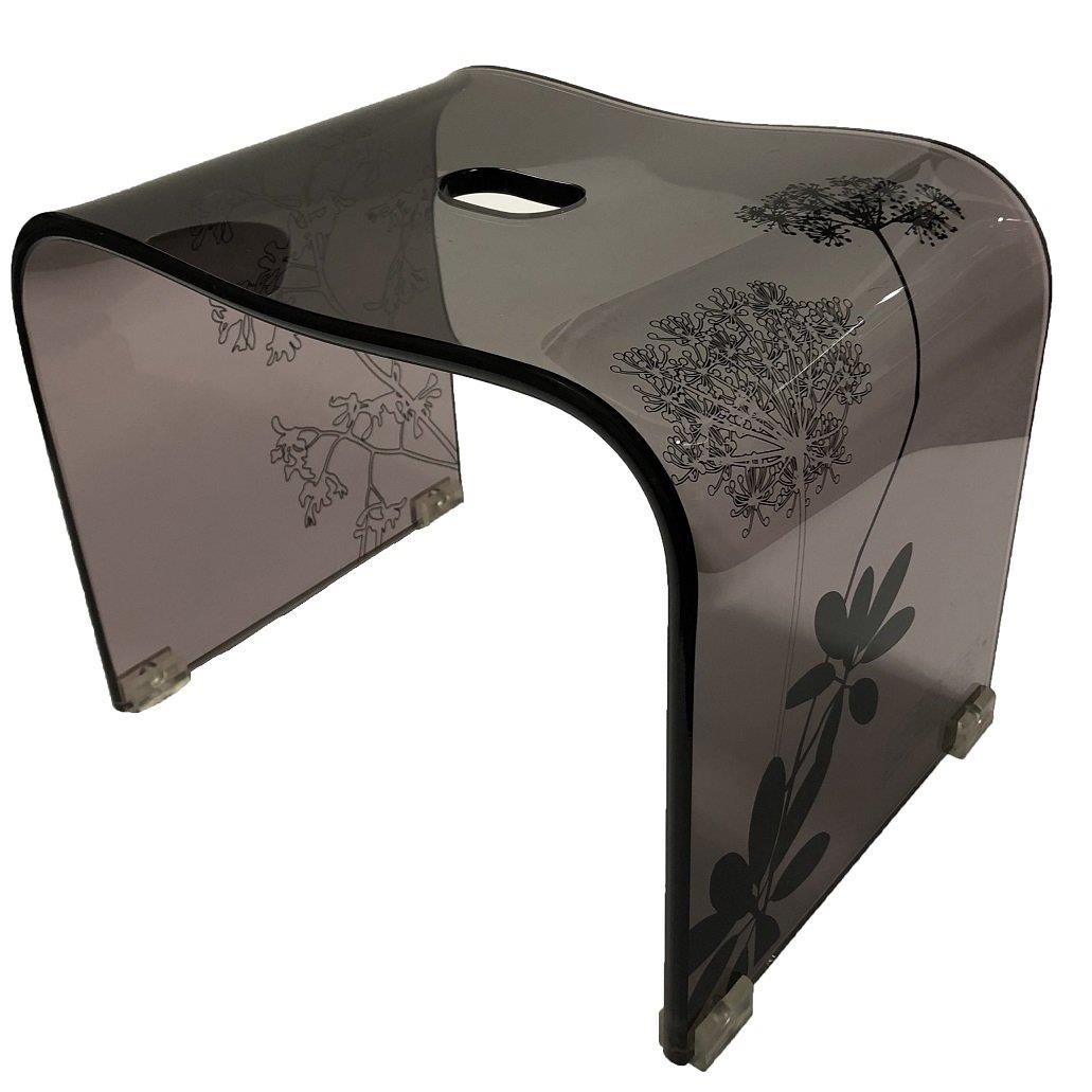 センコー サリナ 2 バスチェア 風呂いす 高さ約 25cm ブラウン 透明クリア地にプランツ柄 メタクリル樹..