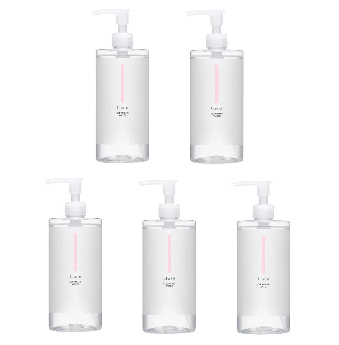 Chacott チャコット クレンジングウォーター ポンプ式 W洗顔&化粧水 500ml 001 レディース&メンズ用 ジェンダーレスコスメ (5個セット)
