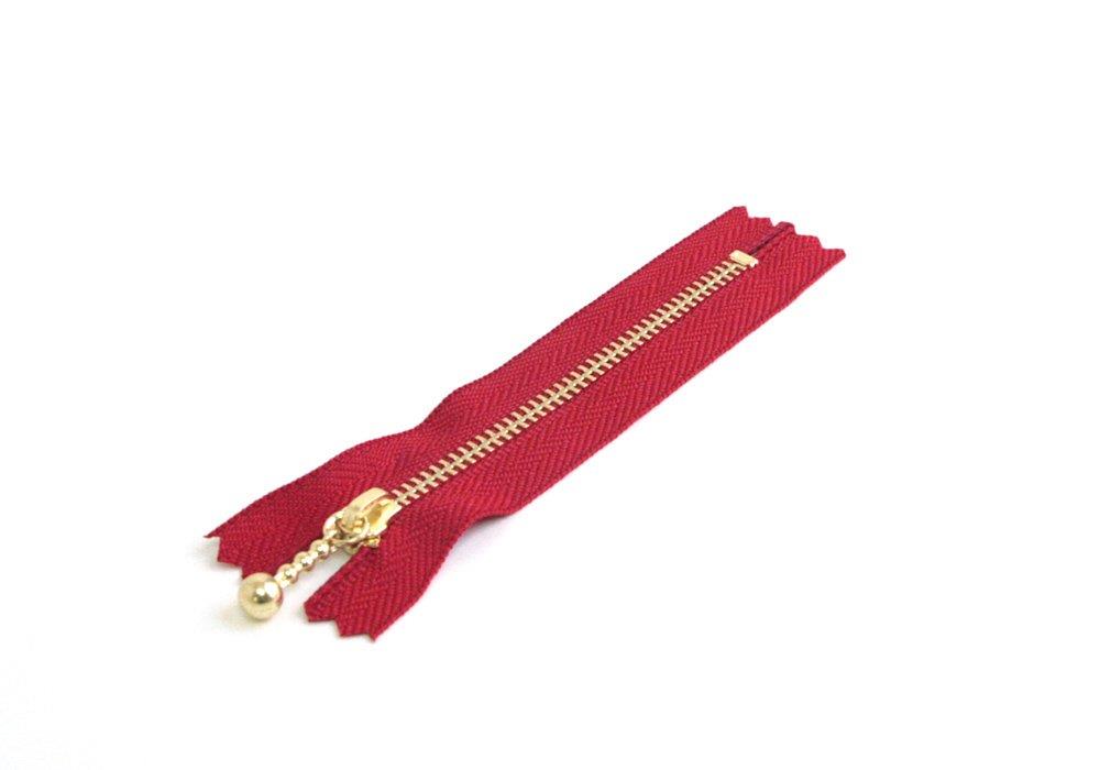 Y.K.K 玉付ファスナー 10cm 10本入 赤 3G10-519