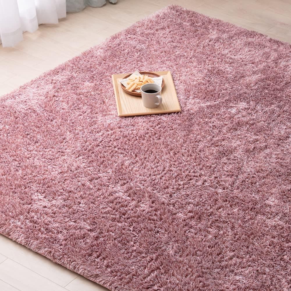 アイリスオーヤマ カーペット ラグ シャギーラグ 185×240cm 全厚約4.5cm 滑り止め付き ホットカーペット対応 3畳 はっ水加工 遮音効果 低ホルム 北欧 おしゃれ マット ACRS-1824 スモークピンク