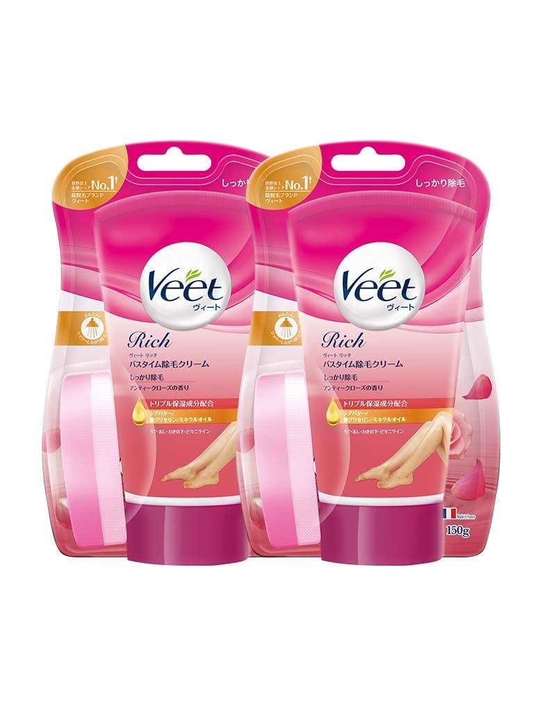ヴィート Veet リッチ バスタイム 除毛クリーム しっかり除毛 150g × 2個 スポンジ付き 脱毛クリーム(4)