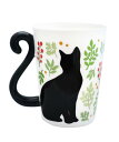 アルタ Artha マグカップ ツインマグ 黒猫 ボタニカル 赤い実 300ml 食洗器対応 電子レンジ対応 磁器 しっぽが取っ手になるおしゃれなマグ 取っ手を...