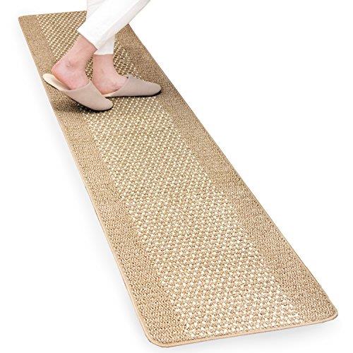 オカ (OKA) 優踏生 洗いやすいキッチンマット ベージュ 約45cm×240cm (洗える 台所マット ロング おしゃれ 日本製 ずれない すべり止め)