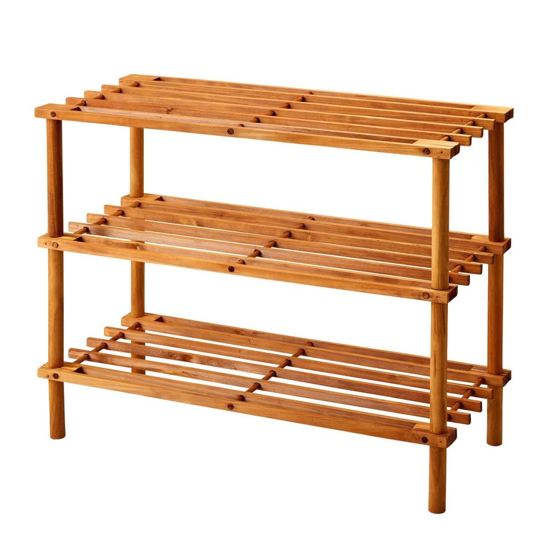 ベストコ 収納 木製 インテリア ラック シューズラック フリーマルチラック 3段 ライトブラウン ND-6941 ハンディ(3)