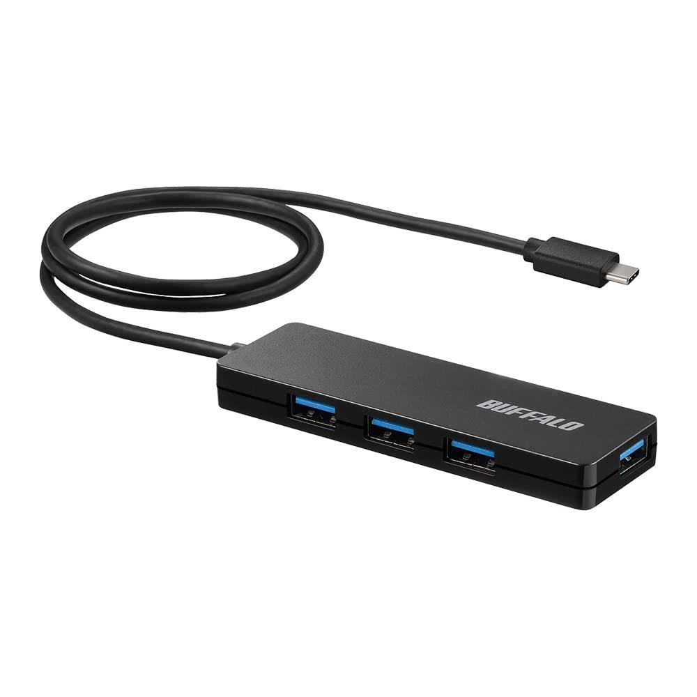 バッファロー USB ハブ USB3.2(Gen1) Type-C バスパワー 4ポート ブラック スリム設計 60cm 軽量 テレワーク 在宅勤務 BSH4U12560C1BK