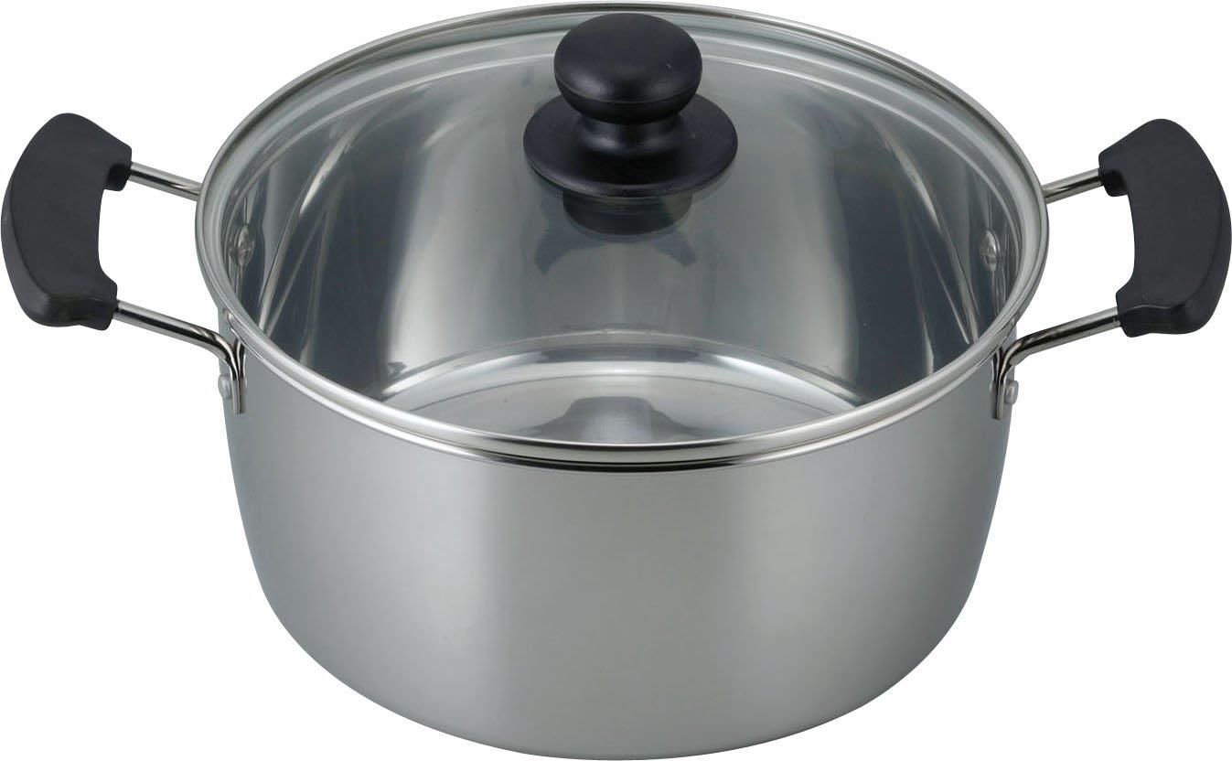 和平フレイズ(Wahei freiz) 両手鍋 22cm ステンレス ガラス蓋付 IH・ガス対応 レシード RR-6890