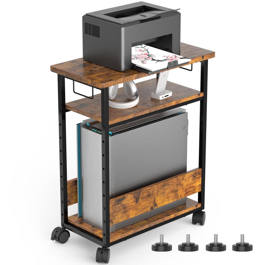【幅60×奥行30×高さ70cm】パソコンワゴン キャスター付き プリンター台 3段 パソコンラック キャスター..