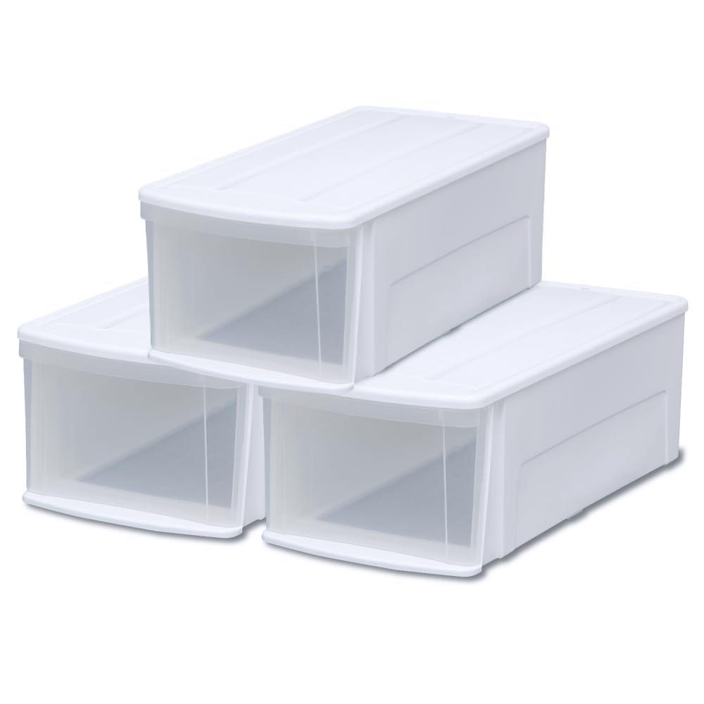 【3個セット】アイリスオーヤマ チェ ストI 収納ケース 引き出し クローゼット 押し入れ 圧倒的高コスパ 幅37.6×奥行74×高さ27.7cm 衣装ケース チェ スト 日本製 ホワイト/クリア LD