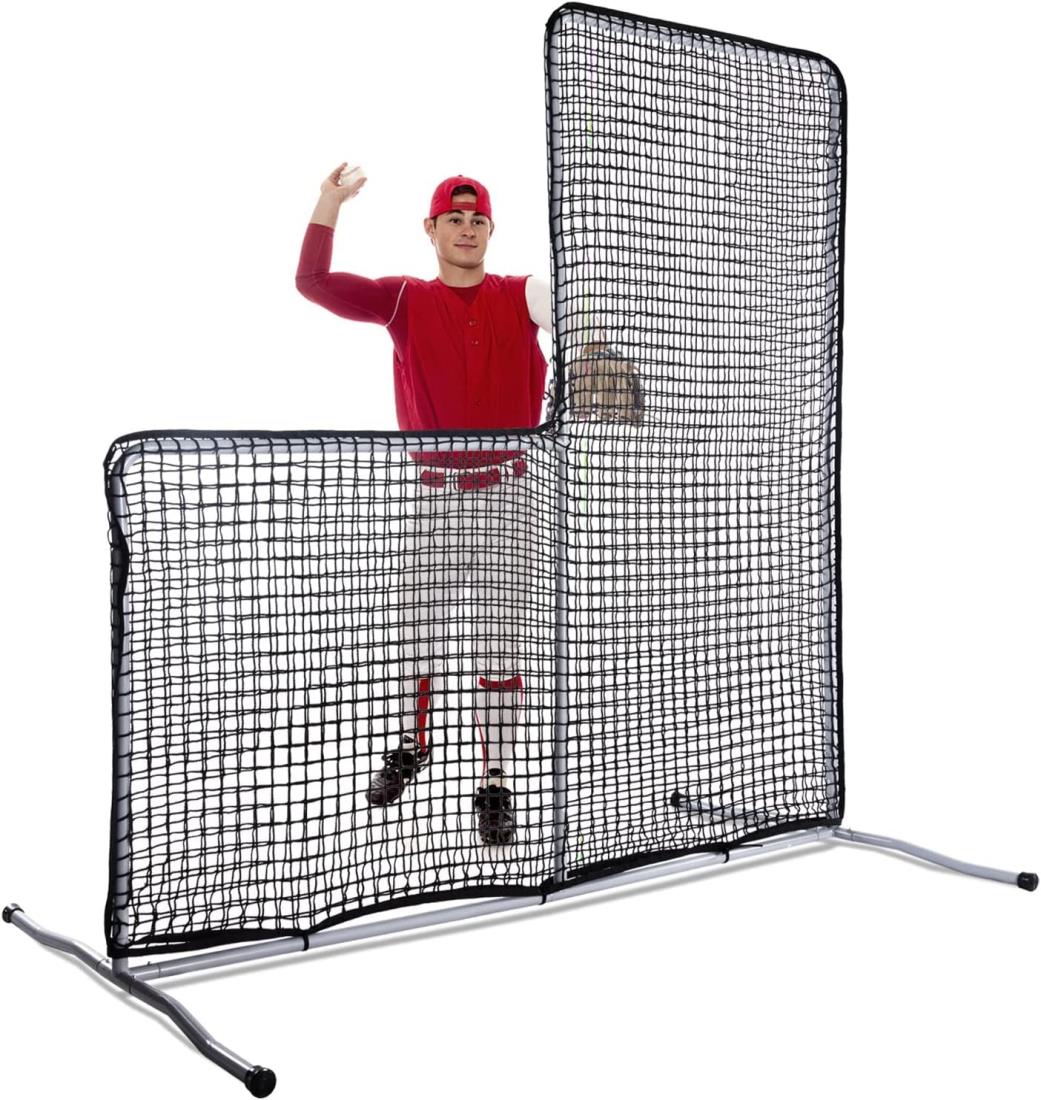 野球防球ネット 防球ネット 野球ネット 野球練習ネット L字型防球ネット 投手保護 プロテクトスクリ ーン 少年野球 ジュニア 2.1×1.0×2.1m 組み立て式 ダブルネット 室内 屋外 安全 丈夫 設置簡単 チームトレーニング