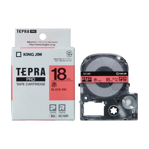 キングジム テープカート リッジ テプラPRO 18mm SC18R 赤 キングジム テープカート リッジ テプラPRO 18mm SC18R 赤
