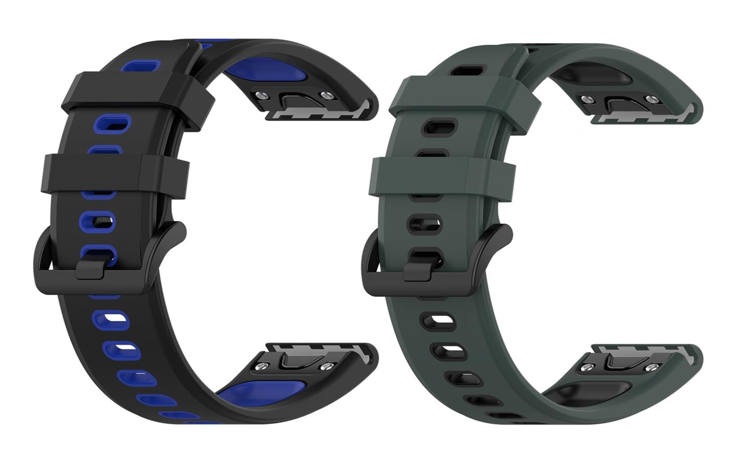 GARMIN(ガーミン) Approach S70 47mm/S62/Fenix7/Instinct2用バンド 交換バンド 2色セット シリコンバンド ベルト ...