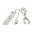 BUFFALO 2ピン電源タップ 6個口 スタンダード 3m ホワイト BSTAPST2630WH