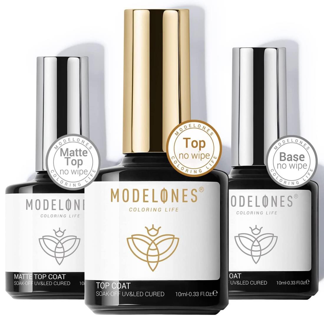 Modelones ジェルネイル コート マットコート ベースコート 3本セット10ml 拭き取り不要 UV/LED対応