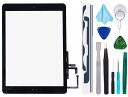 TPhaelay ブラック タッチスク リーン 交換品Ipad 5 第5世代 デジタイザイー 2017(A1822 A1823) 9.7インチ + プリインストール接着剤(ホームボタン付き)