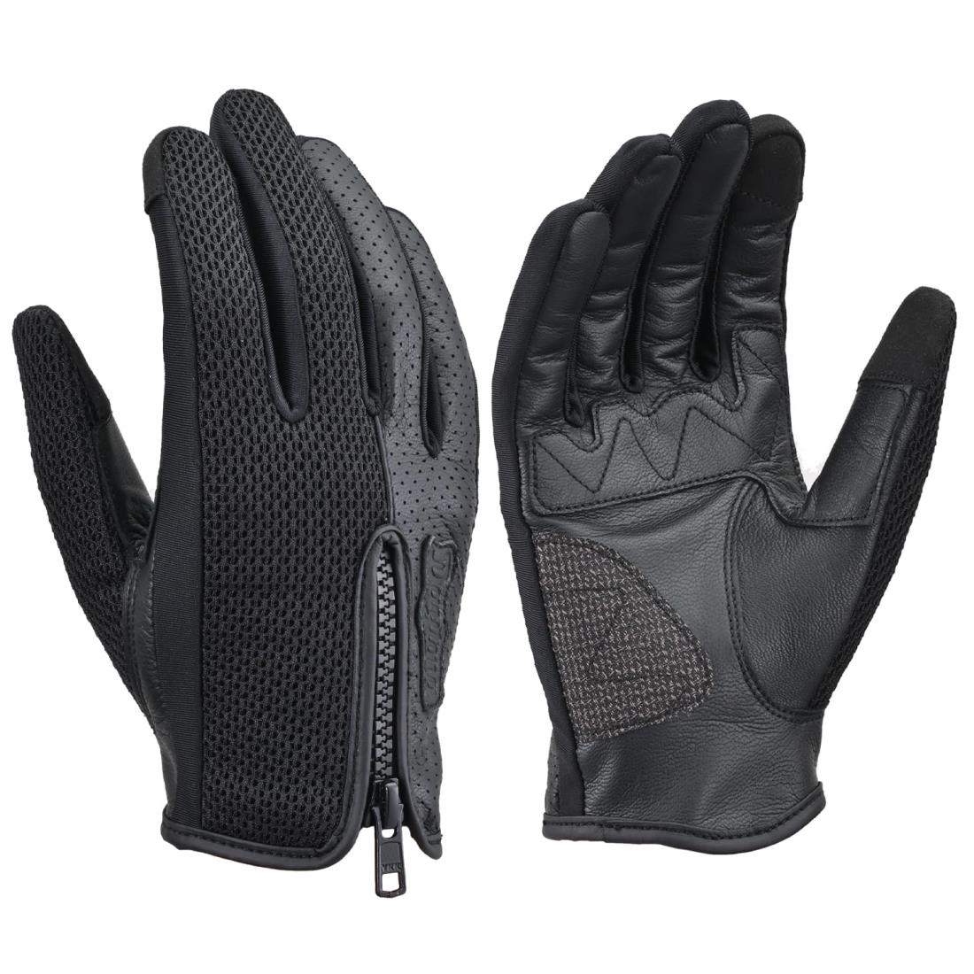 デイトナ(Daytona) バイク用 グローブ 春夏 手のひら本革(ヤギ革) スマホ対応 パンチングレザー パーシャルフィット メッシュグローブ DG-011 ブラック Sサイズ 46123