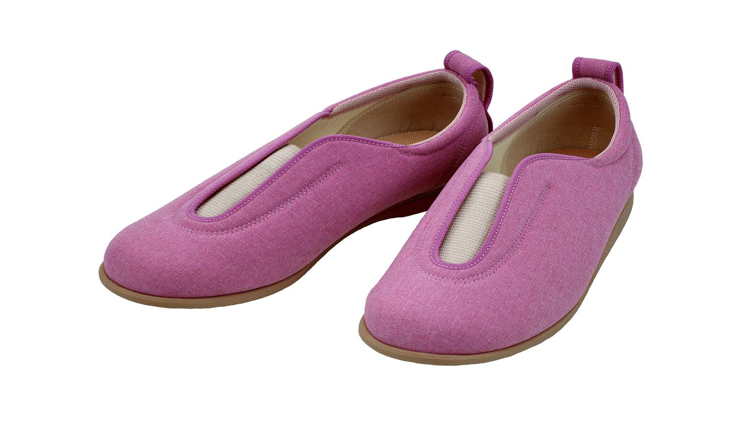 徳武産業 介護シューズ あゆみ センターゴムII 施設・院内用 ピンク LLサイズ(24.0~24.5cm) 足囲3E 両足