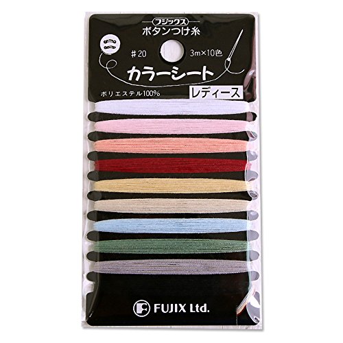 フジックス ボタンつけ糸 カラーシート 3m×10色 col.レディス