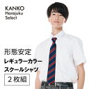 カンコー スクールシャツ 男子 半袖 【 2枚組 】 白 制服 シャツ スクール シャツ カッター ワイシャツ 形態安定 綿 レギュラーカラー 角襟 通学 学生 中学生 高校生 高校 メンズ 夏 160 165 170 175 180 kanko 送料無料 KHS309M_2