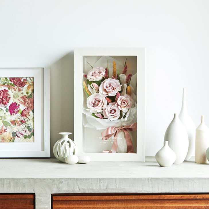 結婚式ブーケ保存 アフターブーケ ドライフラワー 額〈グランデ ヴェール H385×W240×D146〉花束を残す/無料刻印/フォトウェディング/ブーケ加工/全国対応 KANNAX アフターブーケ専門店