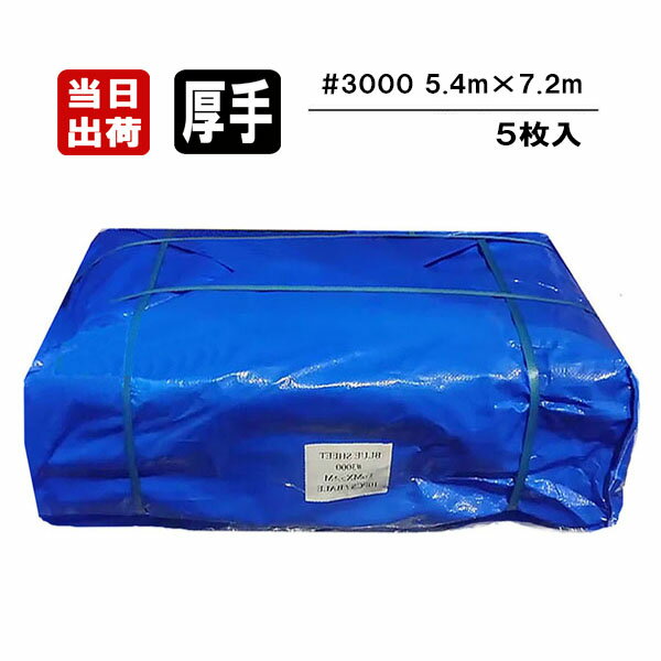 ブルーシート #3000 厚手 5.4m×7.2m 5枚入 