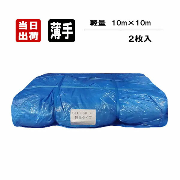 ブルーシート薄手タイプPシート 10×10m BS-1010P 1セット（3枚入