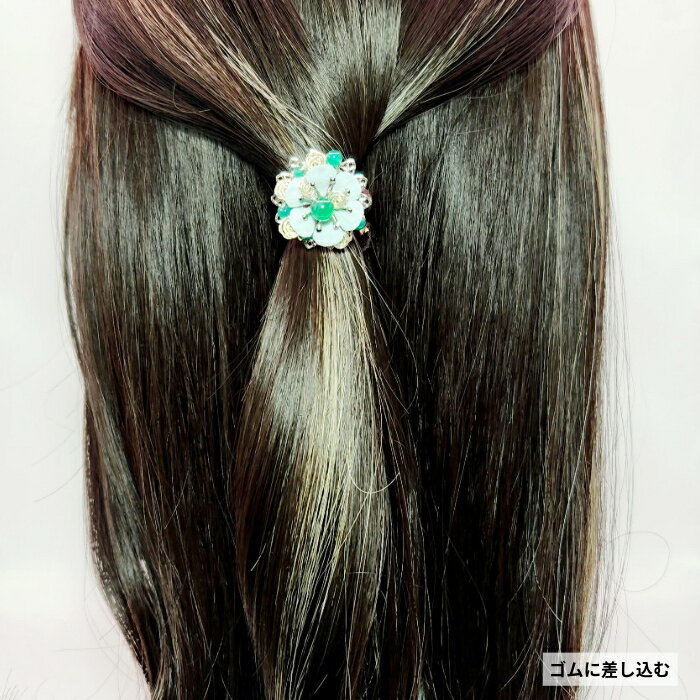 ヘアーアクセサリー(緑瑪瑙) 天然石 アクセサリー ヘアーアクセサリー 瑪瑙 緑 レ...